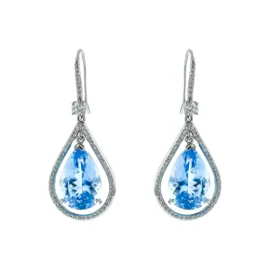 Platinum Aquamarine and Diamond Earrings