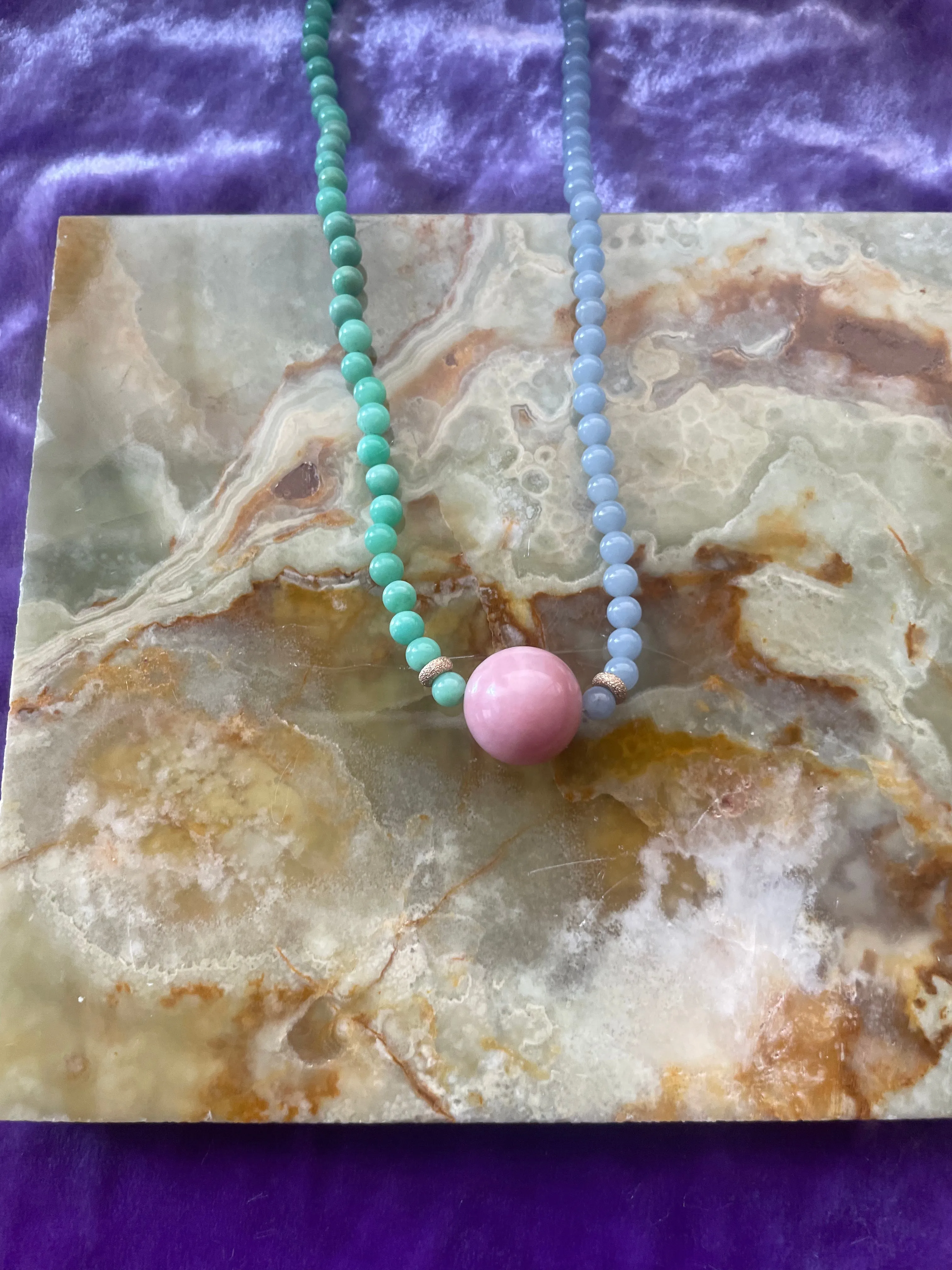 Pom Pom Choker - Pink Opal
