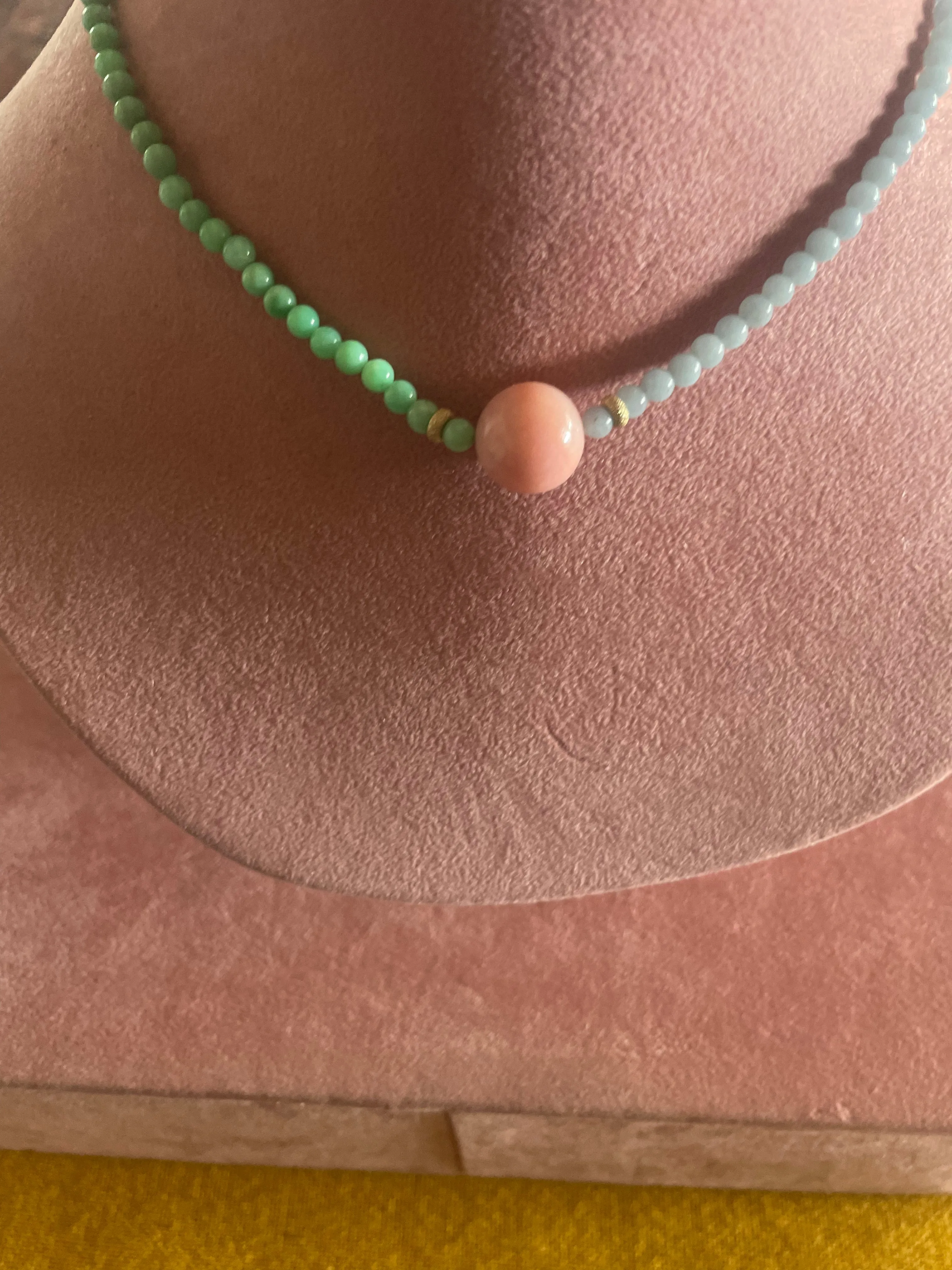Pom Pom Choker - Pink Opal