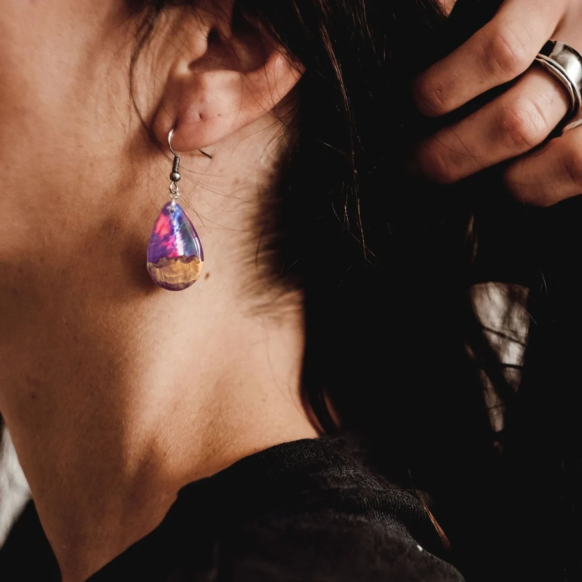 Purple Haze | opal earrings [raindrop]
