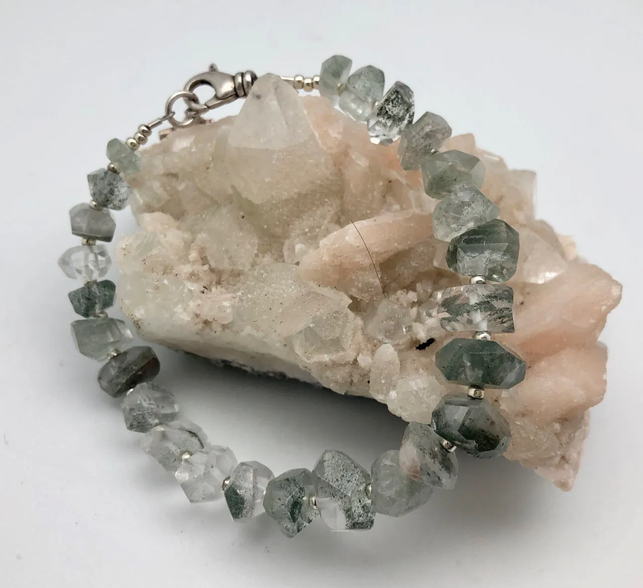 Purposeful Clarity Faceted Rutilated Quartz Bracelet by Peyote Bird