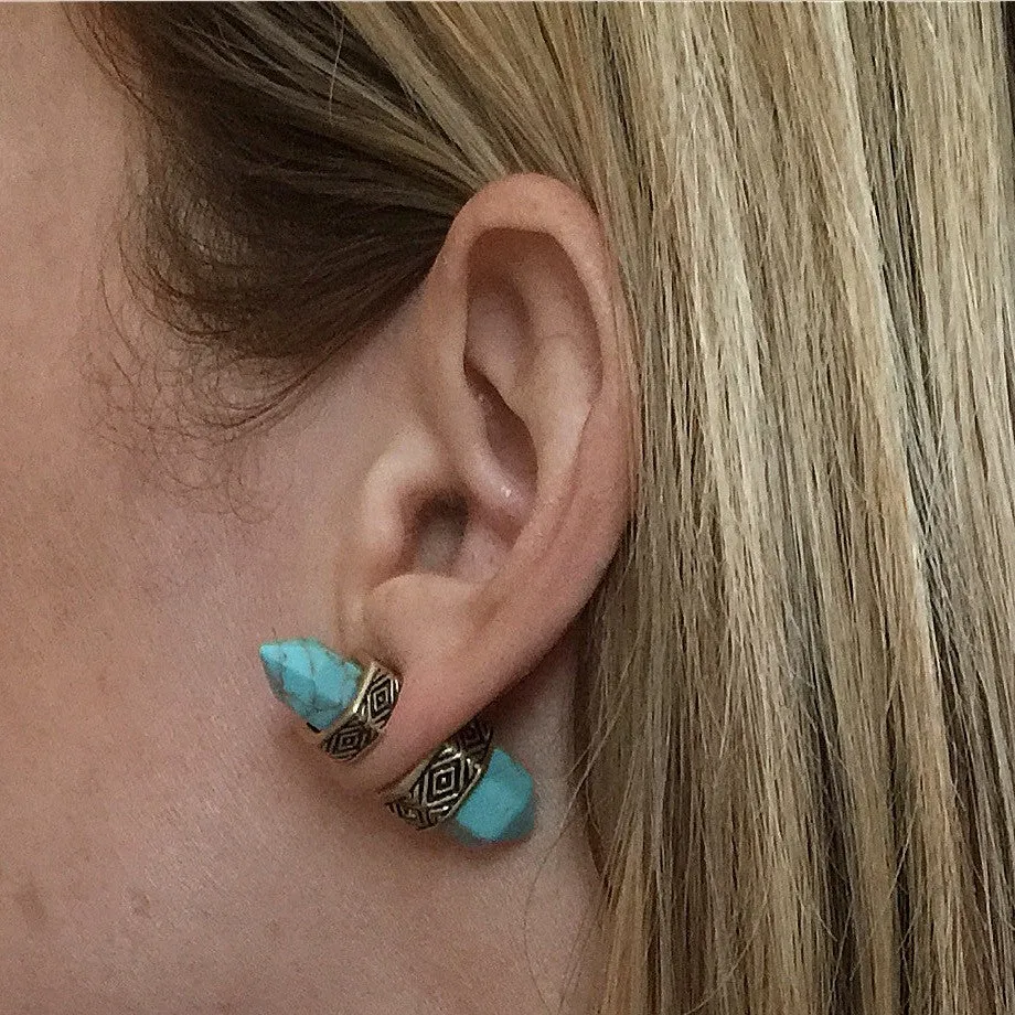 Quartz Shaped Double-Sided Earrings