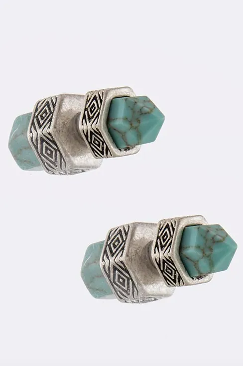 Quartz Shaped Double-Sided Earrings