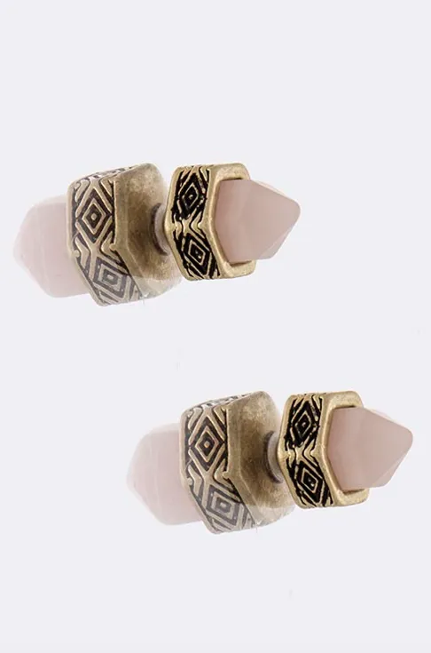 Quartz Shaped Double-Sided Earrings