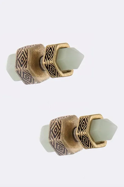 Quartz Shaped Double-Sided Earrings