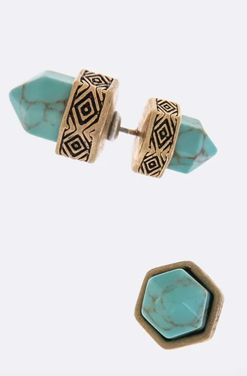 Quartz Shaped Double-Sided Earrings