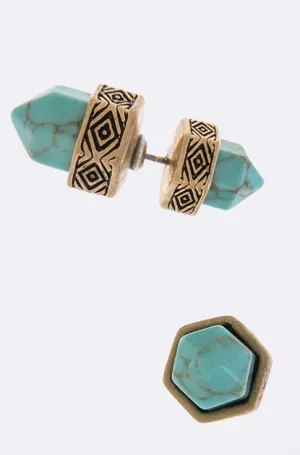 Quartz Shaped Double-Sided Earrings
