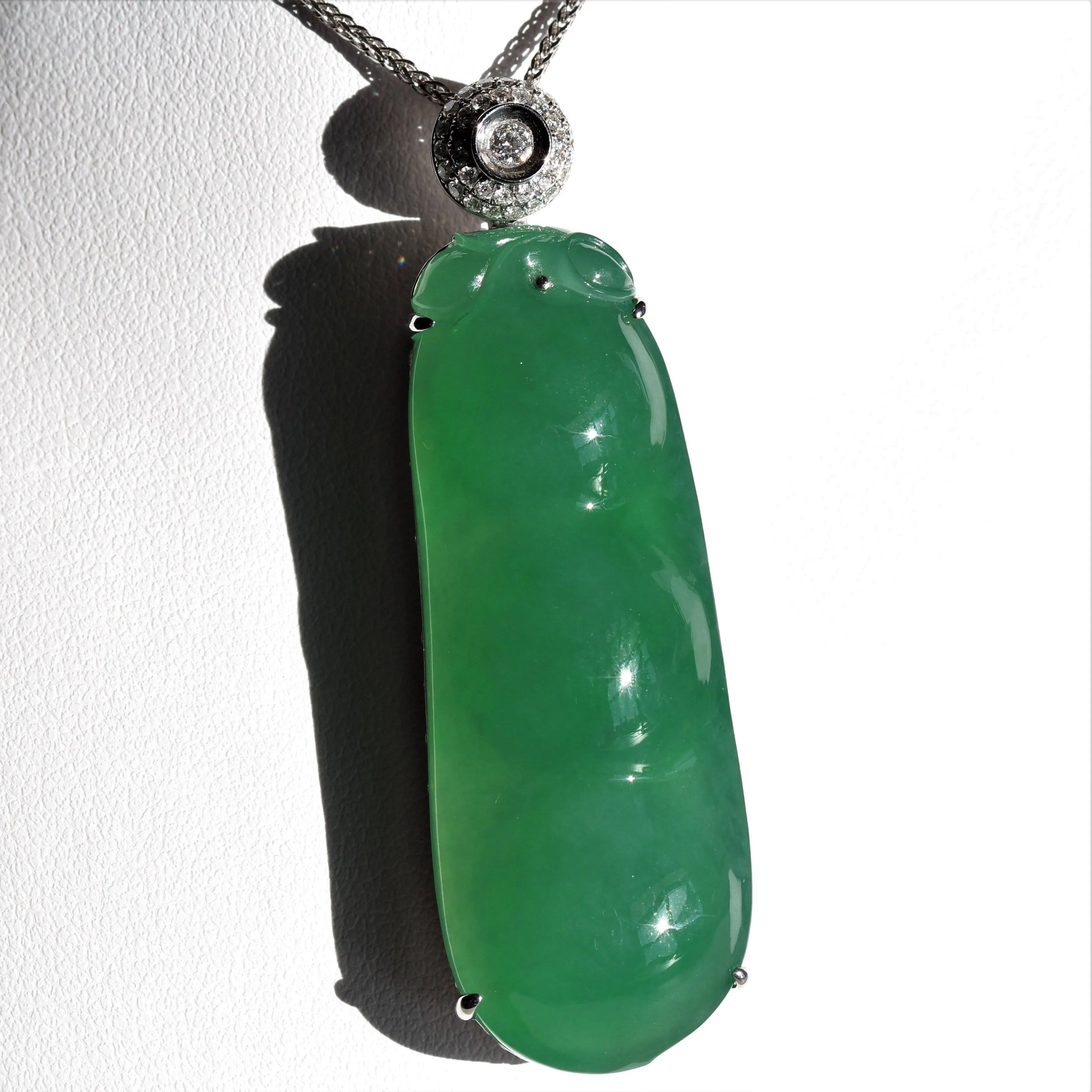 "Lucky Green Pea" High End Imperial Jadeite Baikalla Jewelry Signature Pendant