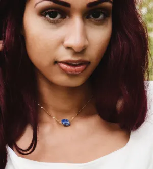 Raw Lapis Lazuli Necklace in Sterling Silver or Gold Filled