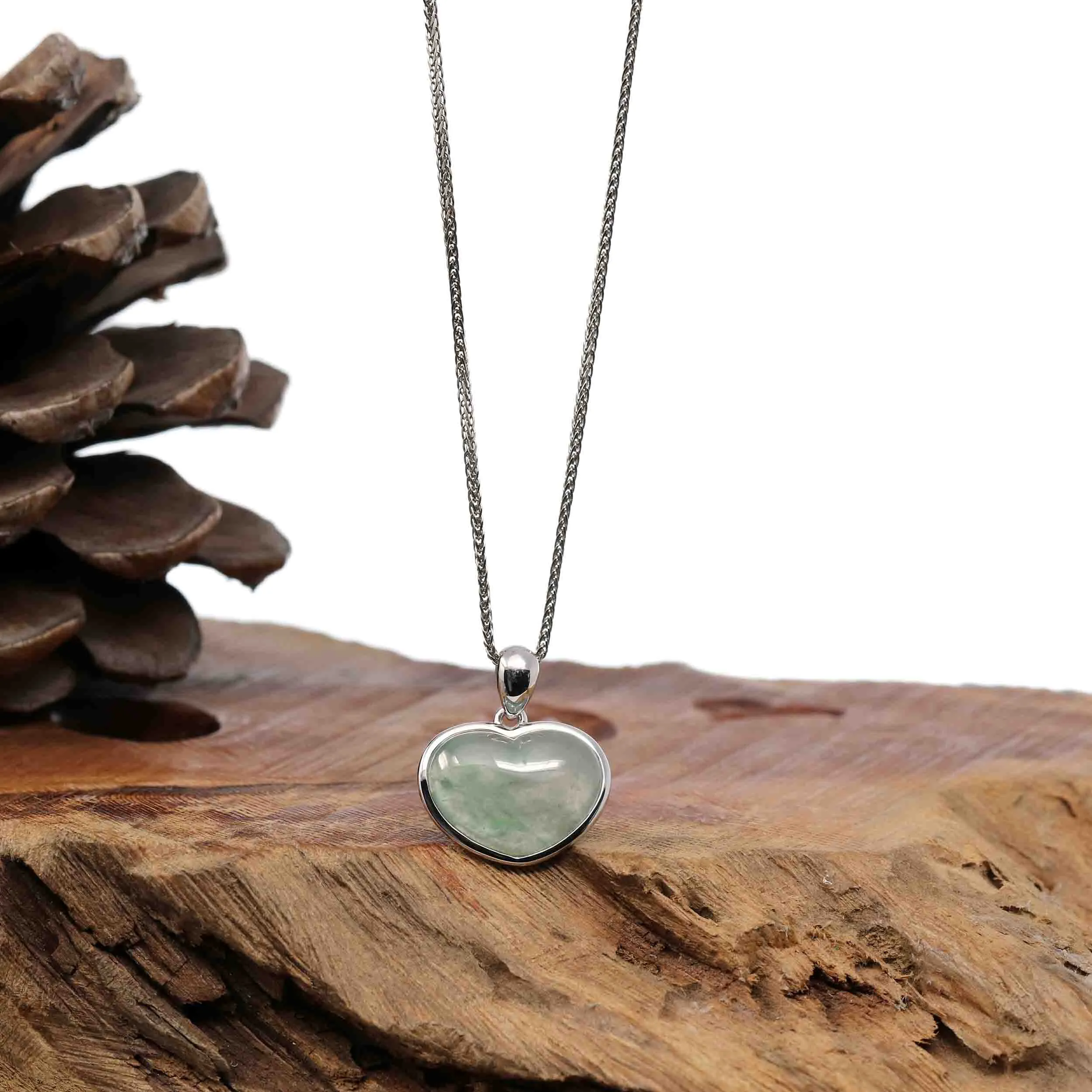 RealJade Co.® 14K Gold Genuine Burmese Jadeite Jade Heart Pendant