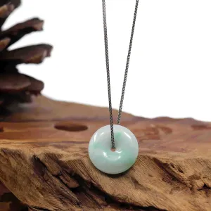 RealJade® Co. "Good Luck Button" Necklace Ice Green Jadeite Jade Pendant