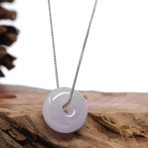 RealJade® Co. "Good Luck Button" Necklace Lavender Jadeite Jade Lucky Tong Tong Pendant Necklace