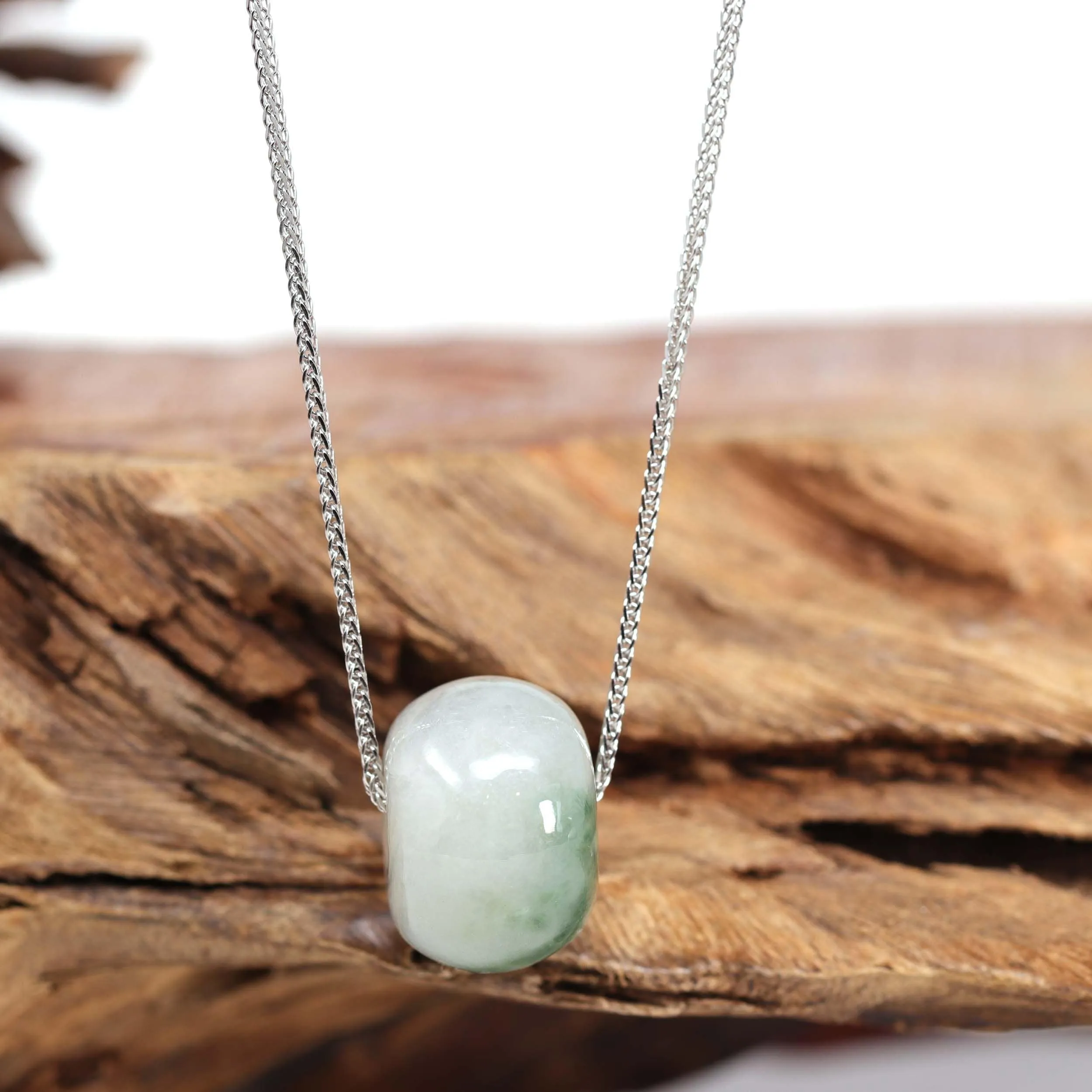 RealJade® Co. "Good Luck Button" Necklace Real Ice Blue Green Jade Lucky KouKou Pendant Necklace