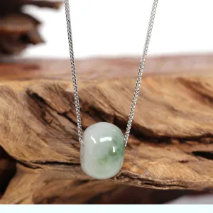 RealJade® Co. "Good Luck Button" Necklace Real Ice Blue Green Jade Lucky KouKou Pendant Necklace