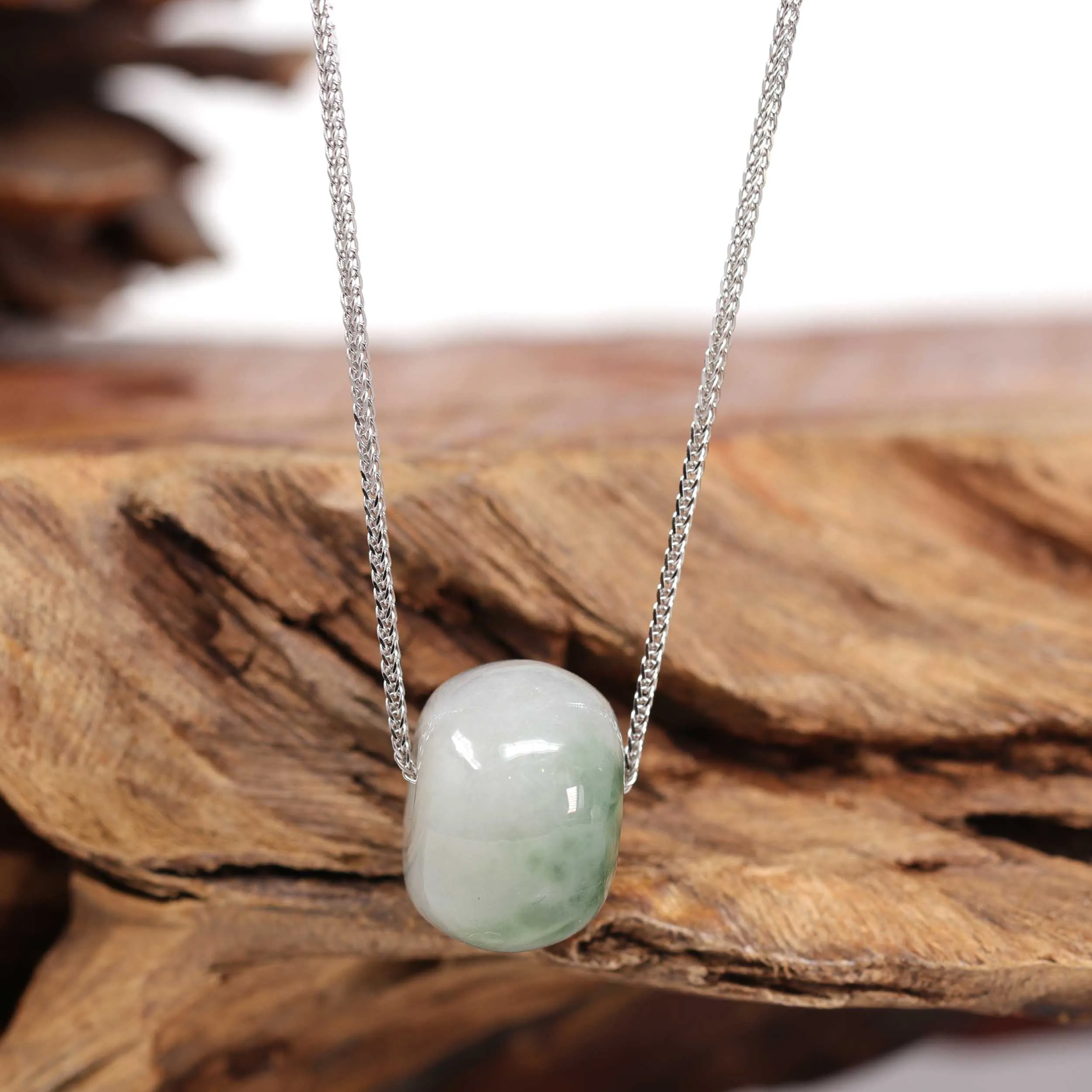 RealJade® Co. "Good Luck Button" Necklace Real Ice Blue Green Jade Lucky KouKou Pendant Necklace