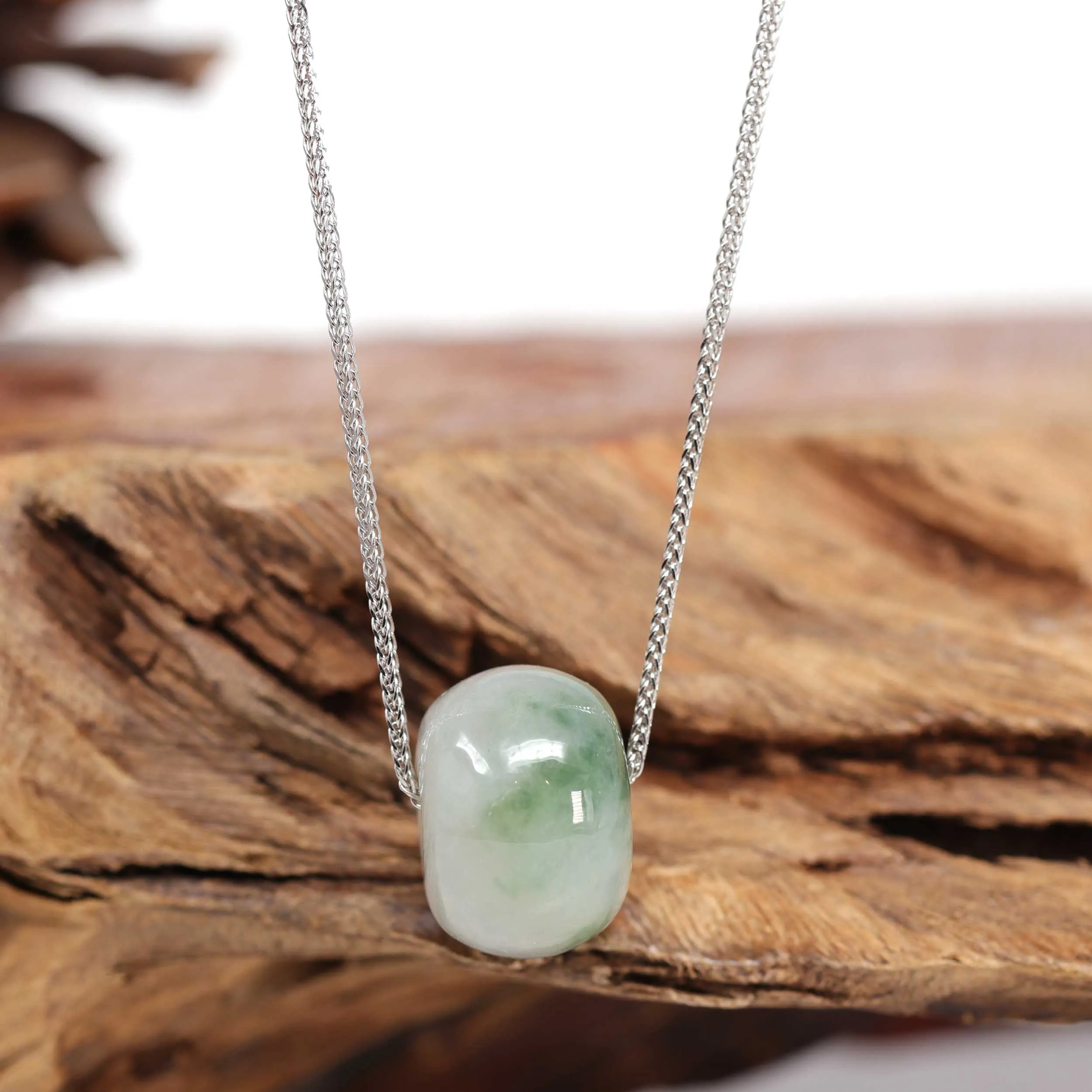 RealJade® Co. "Good Luck Button" Necklace Real Ice Blue Green Jade Lucky KouKou Pendant Necklace