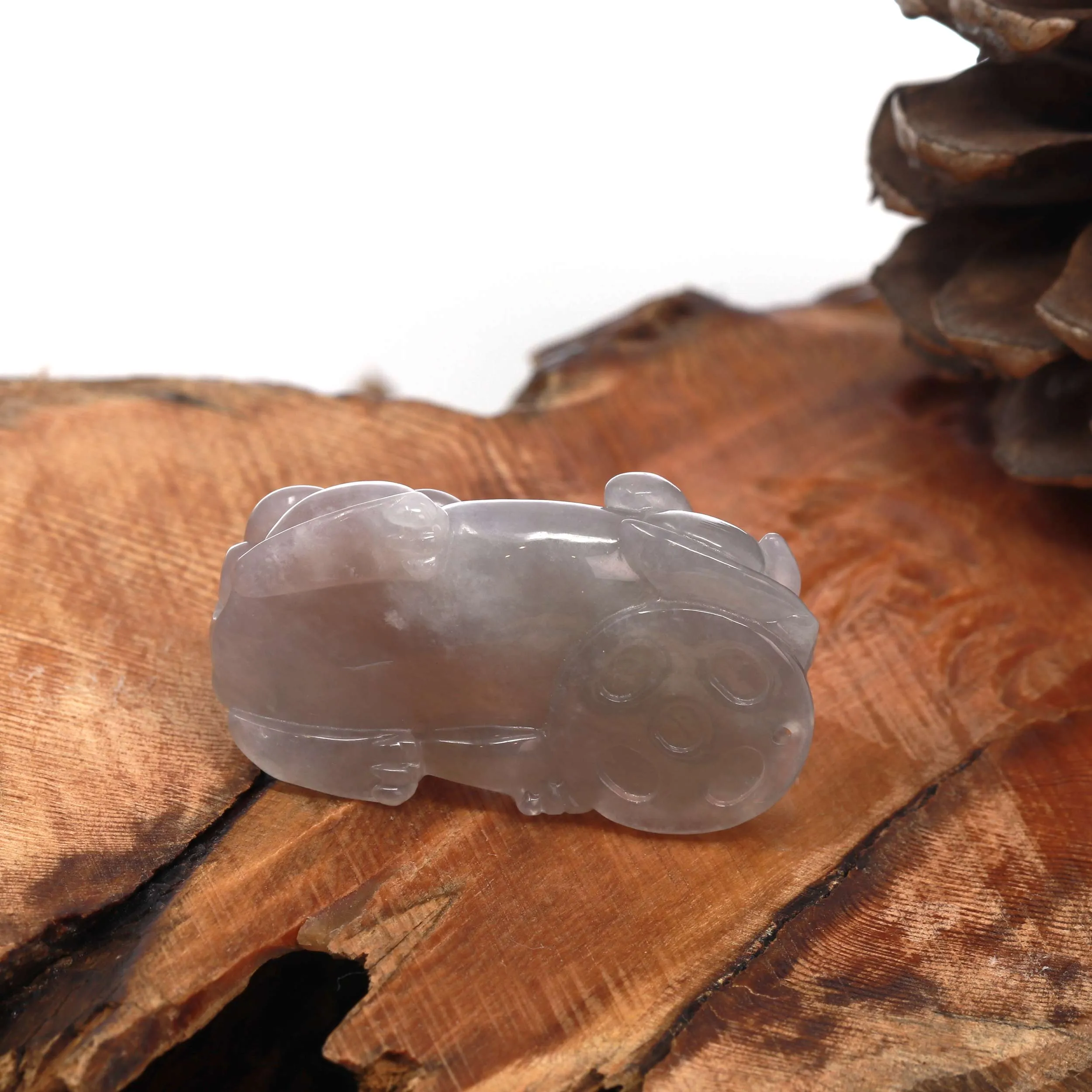 RealJade® Pi Xiu Genuine Burmese Icy Lavender Jadeite Jade PiXiu Pendant Necklace (FengShui Lucky)