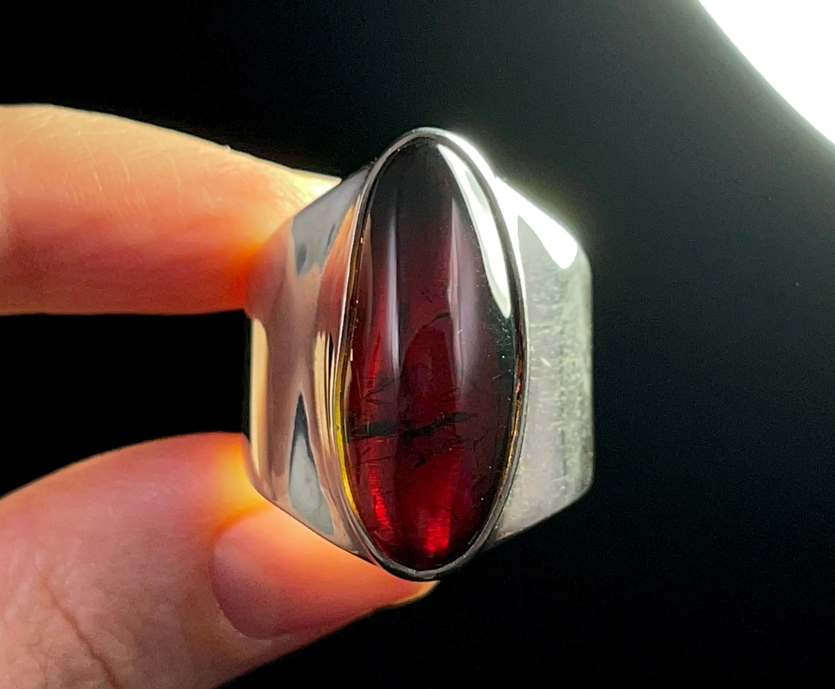 RED AMBER Ring - Sterling Silver, Size 9 - Amber Stone, Crystal Ring, Fine Jewelry, Healing Crystals and Stones,  52631