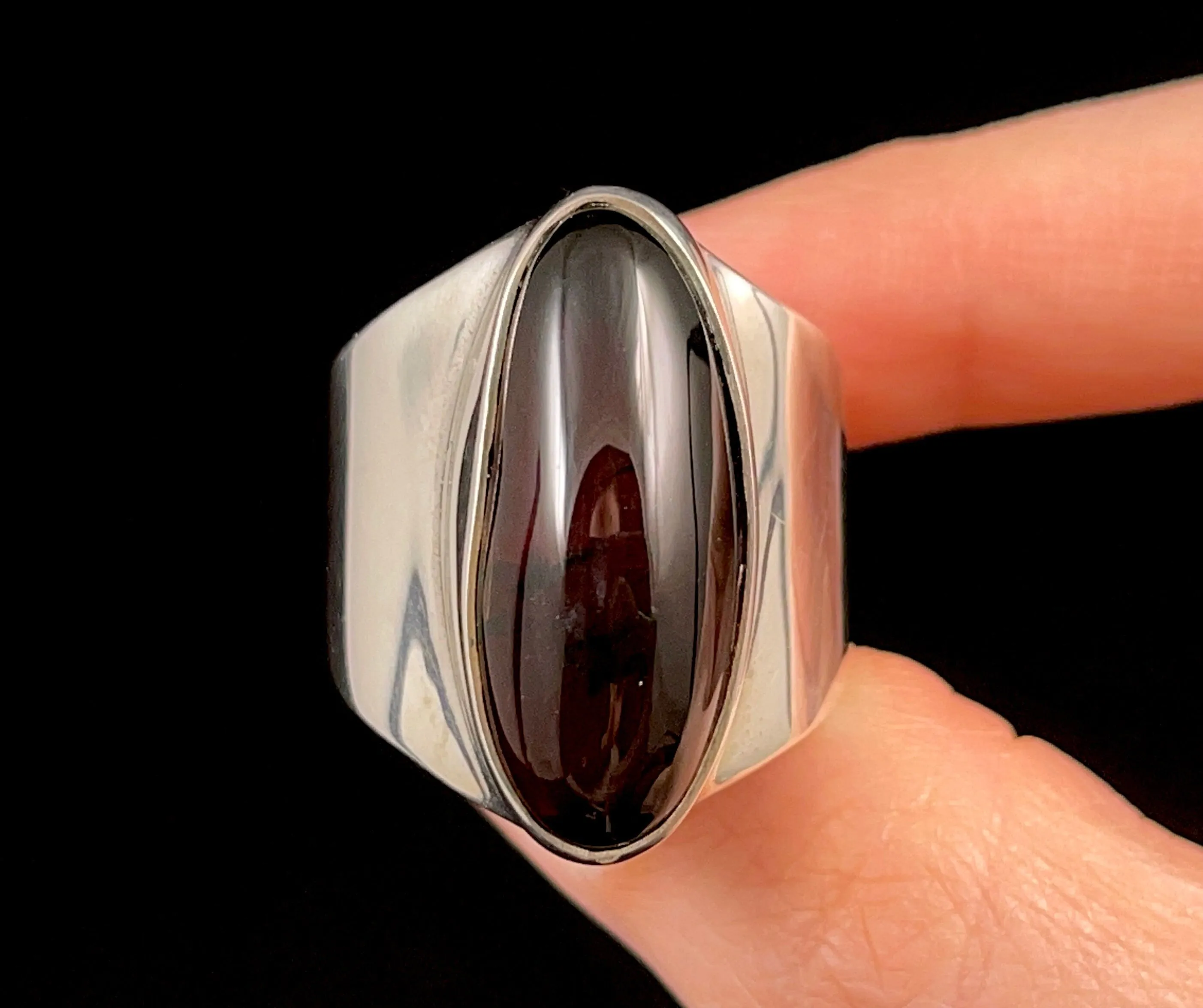 RED AMBER Ring - Sterling Silver, Size 9 - Amber Stone, Crystal Ring, Fine Jewelry, Healing Crystals and Stones,  52631