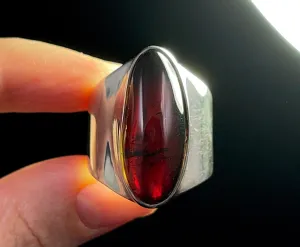 RED AMBER Ring - Sterling Silver, Size 9 - Amber Stone, Crystal Ring, Fine Jewelry, Healing Crystals and Stones,  52631