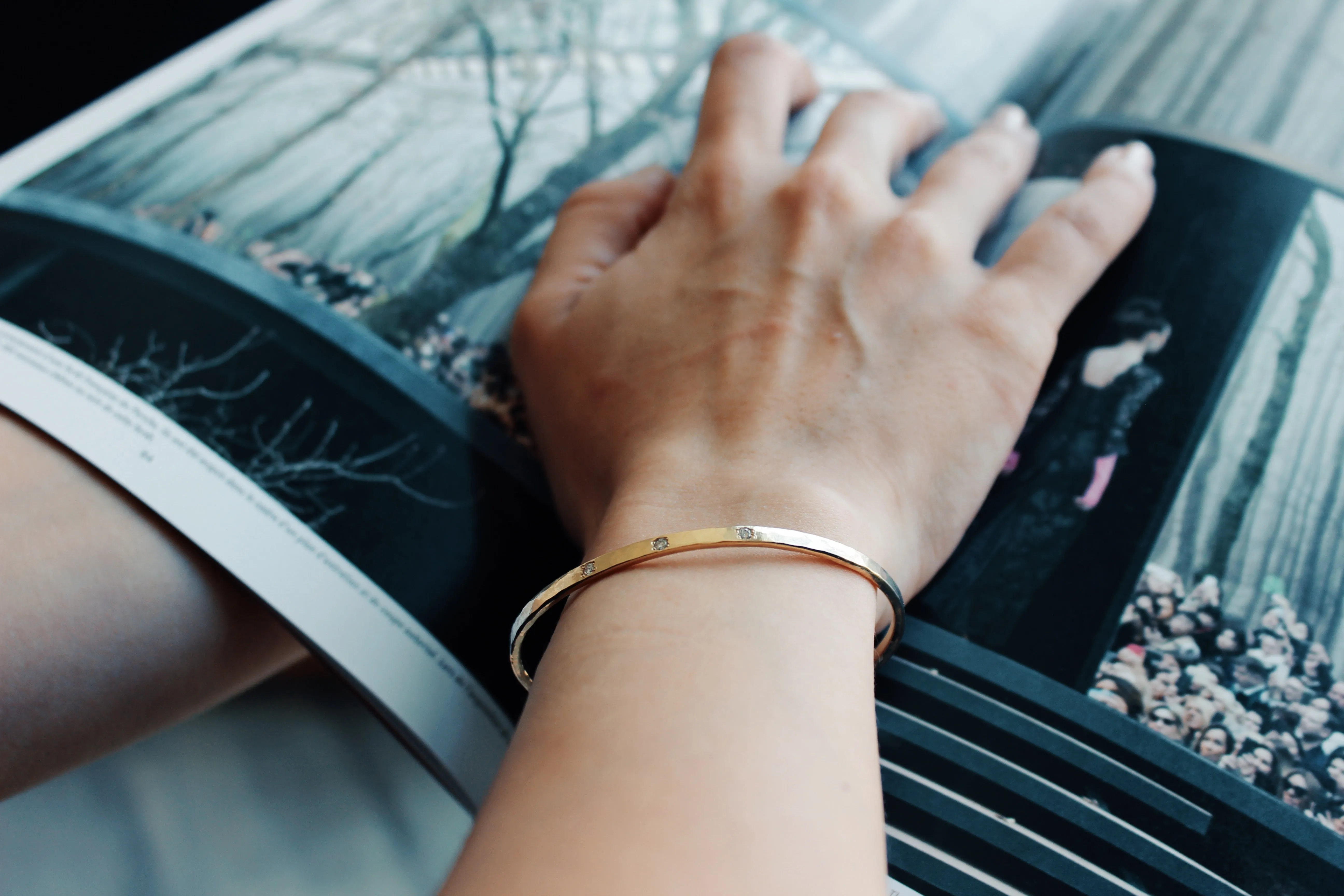 Rise and Shine bracelet - 14k gold and sparkly diamonds