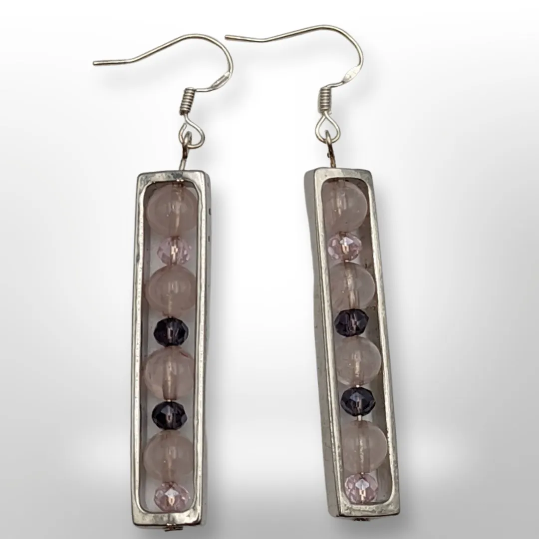 Rose Quartz, 925 Sterling Silver hook, Earrings.
