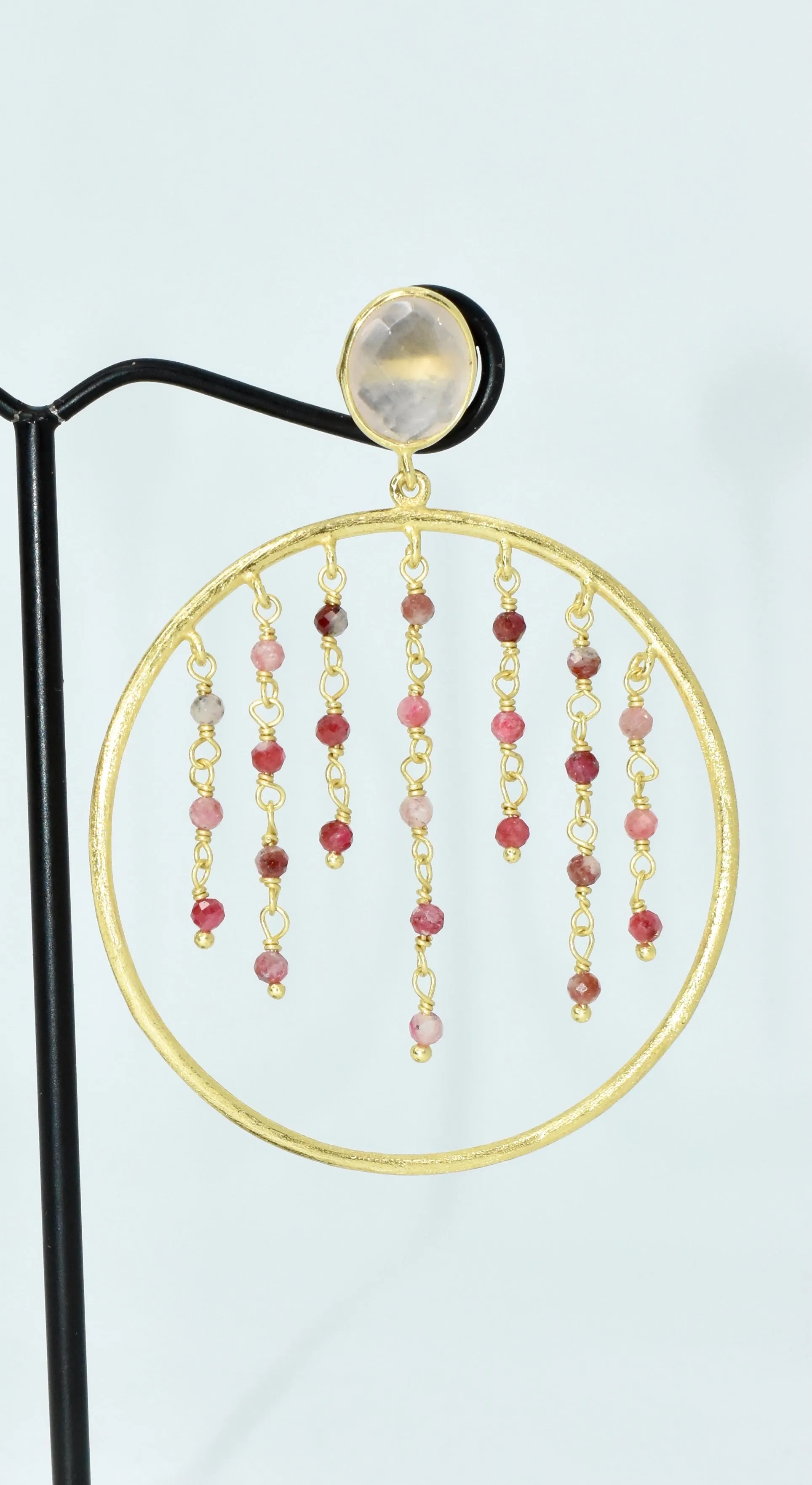 Rose Quartz & Rhodochrosite Hoop Earrings