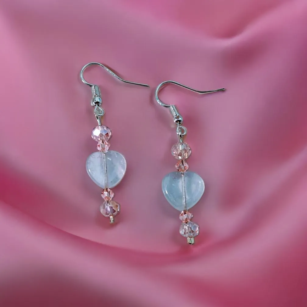 Rose Quartz Heart - Earrings.