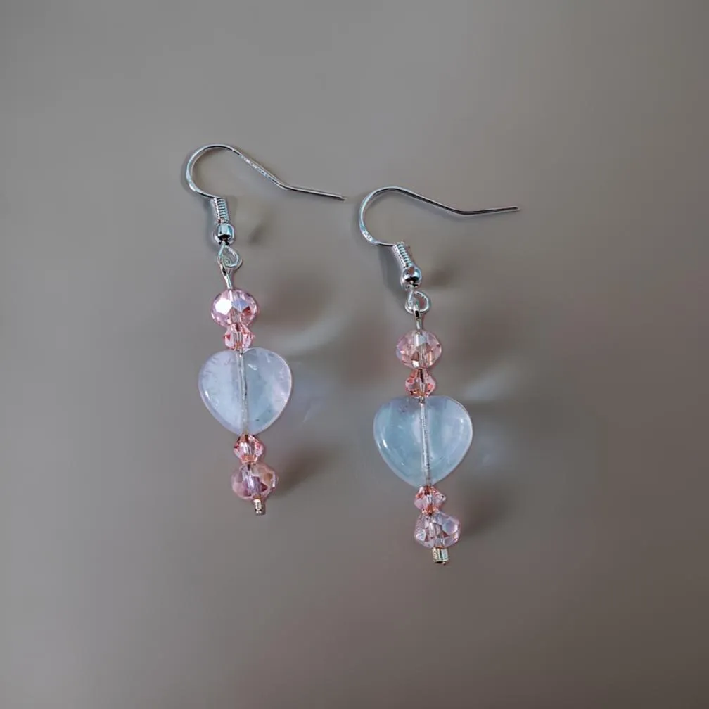 Rose Quartz Heart - Earrings.