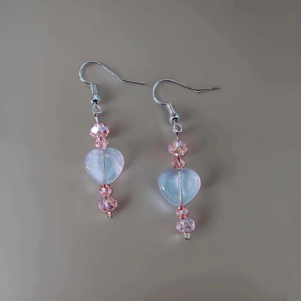Rose Quartz Heart - Earrings.