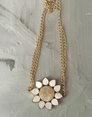 Rose Quartz Sunflower Pendant Necklace