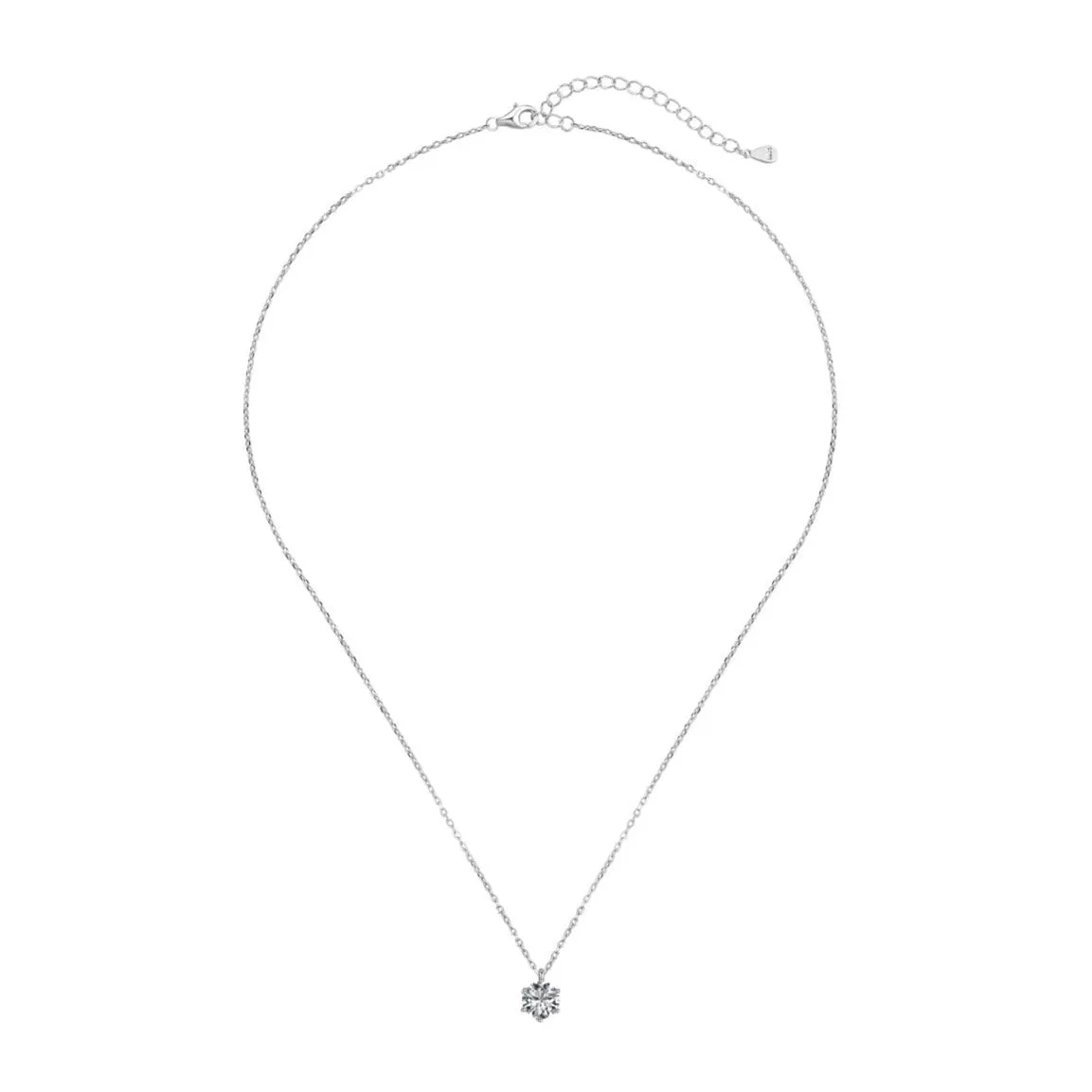 Round Solitaire Simulated Diamond Pendant Necklace - 1Ct./2Ct./3Ct.