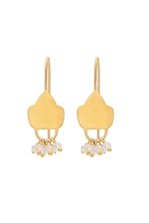 Shield Earrings with Quartz