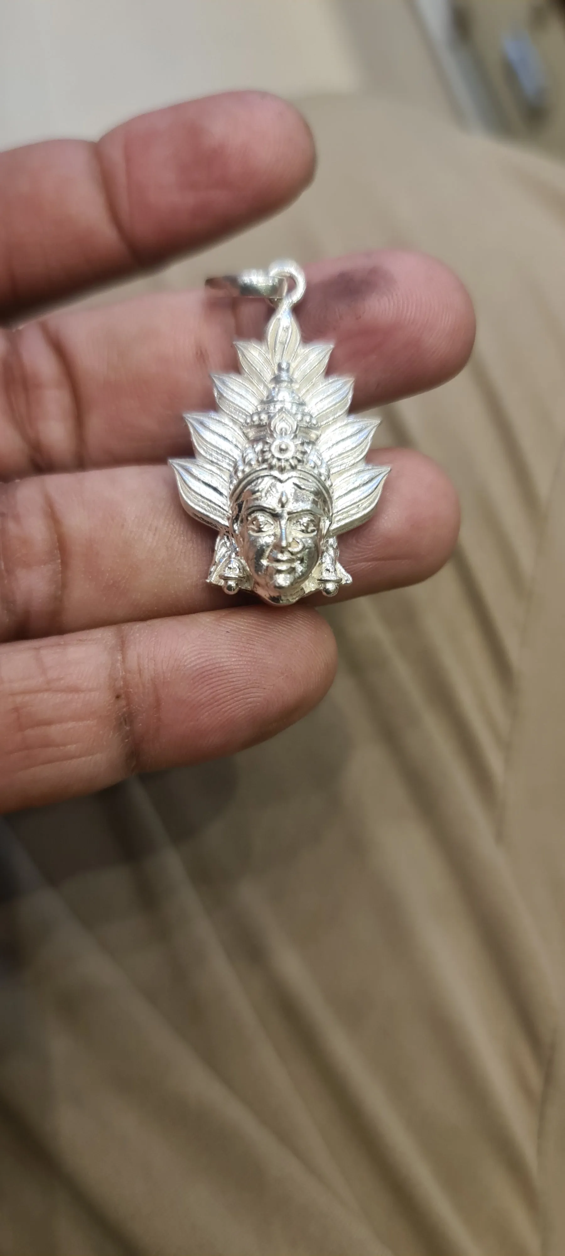 Radiant Pure Silver Locket featuring Renuka Yellamma/Maramma/Aadishakti Devi Design - Enhance Your Spiritual Connection