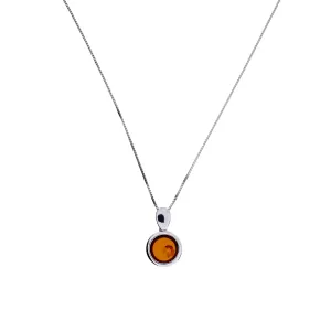 Silver Amber Disc Pendant