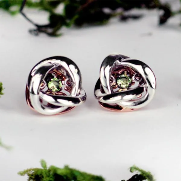 Silver and Rose Gold Peridot Luminance Earrings