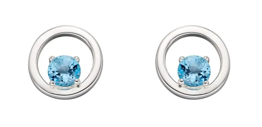 Silver Blue Topaz Earrings. December Birthstone