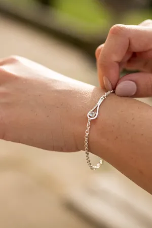 Silver Bracelet with Aquamarine and White Diamonds
