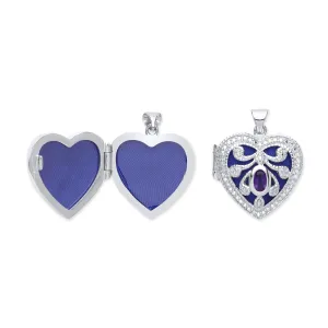 Silver Heart Locket with Amethyst