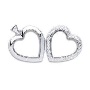 Silver Heart Plain & Ribbed Side Locket