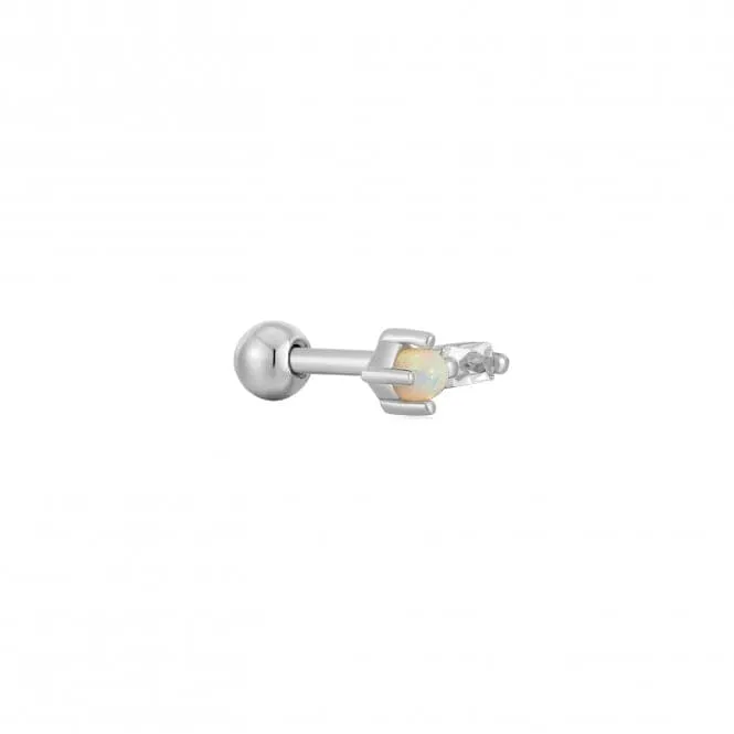 Silver Kyoto Opal Sparkle Barbell Single Earring E047-03H