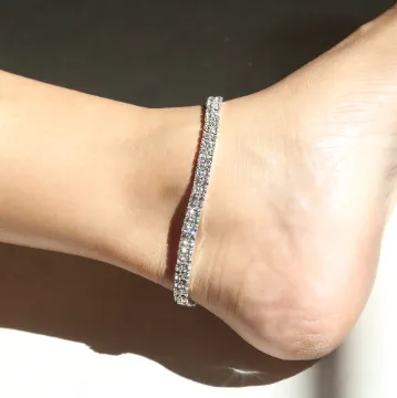 Silver Tennis Anklet - 18k Gold-Filled Anklets For Women - Silver Anklets - Anna Anklet