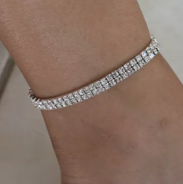 Silver Tennis Anklet - 18k Gold-Filled Anklets For Women - Silver Anklets - Anna Anklet
