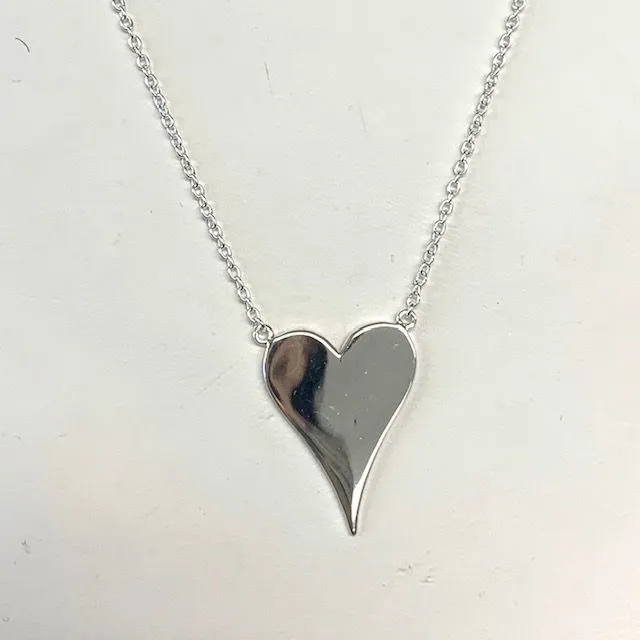 Sterling Or Gold Elongated Heart Necklace