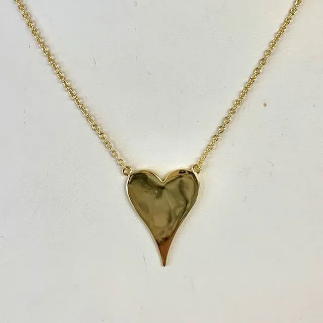 Sterling Or Gold Elongated Heart Necklace