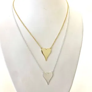 Sterling Or Gold Elongated Heart Necklace