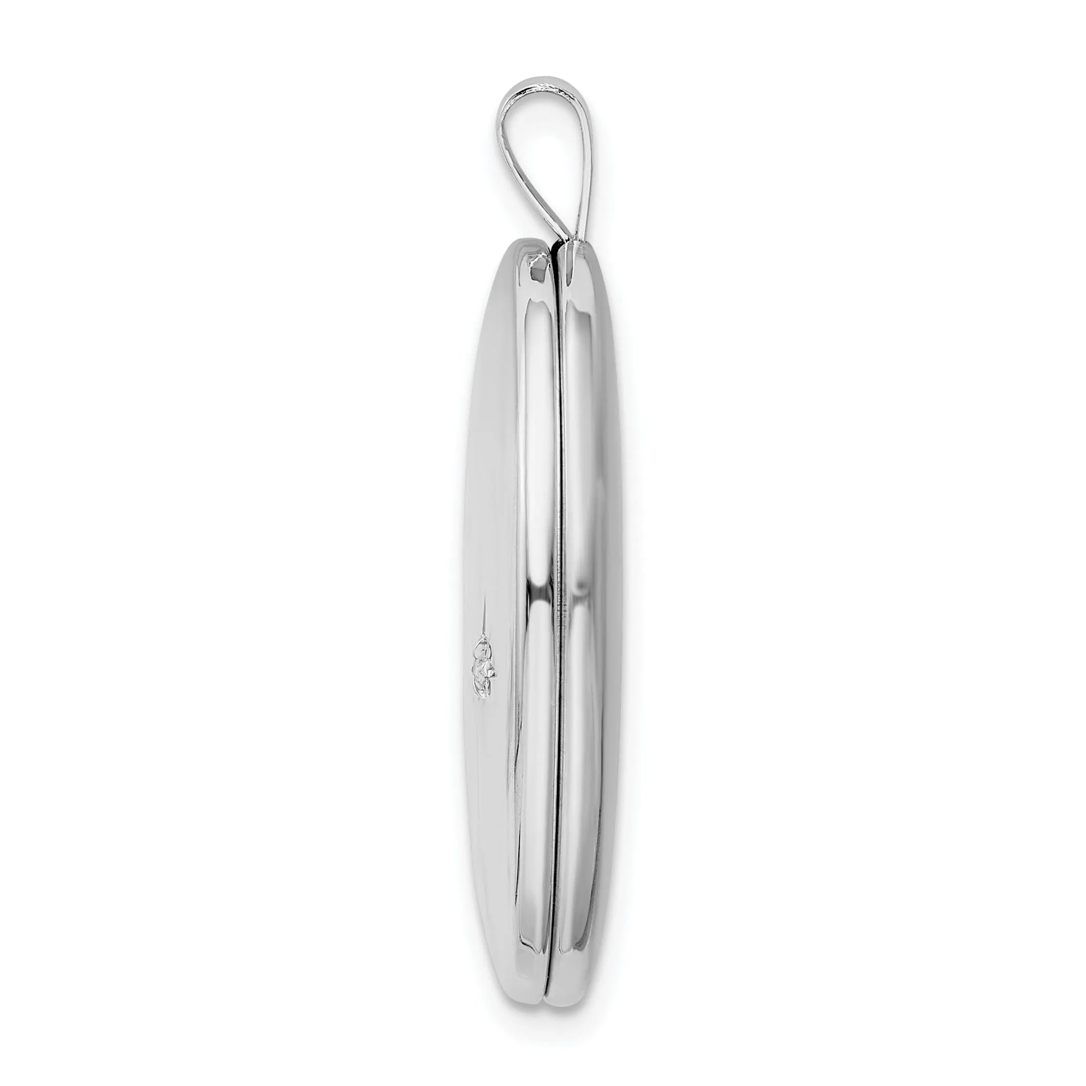 Sterling Silver 20mm LOVE TO THE MOON Diamond Oval Locket