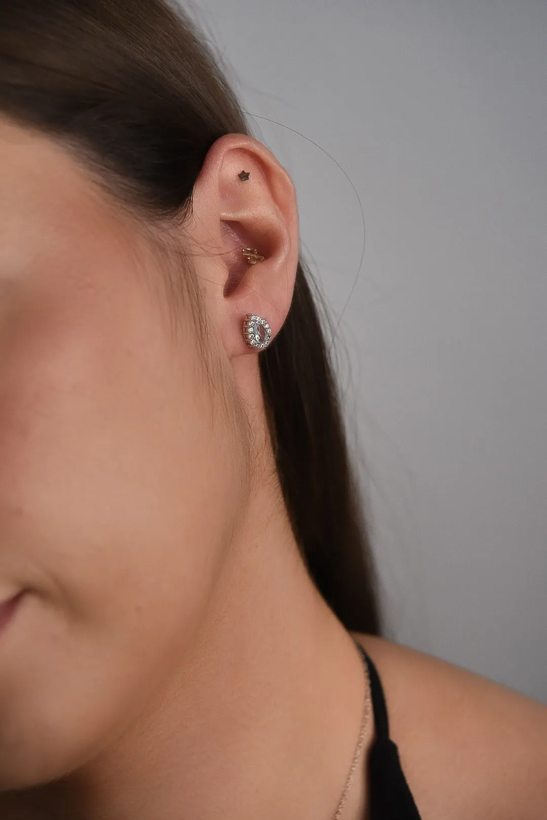 Sterling Silver Aquamarine And Cz Earring And Pendant Set