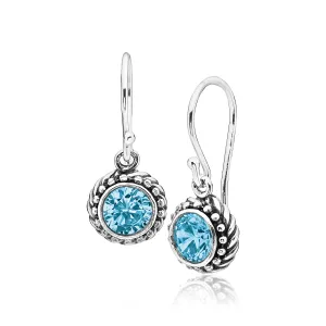 Sterling Silver Aquamarine CZ Rope Earrings