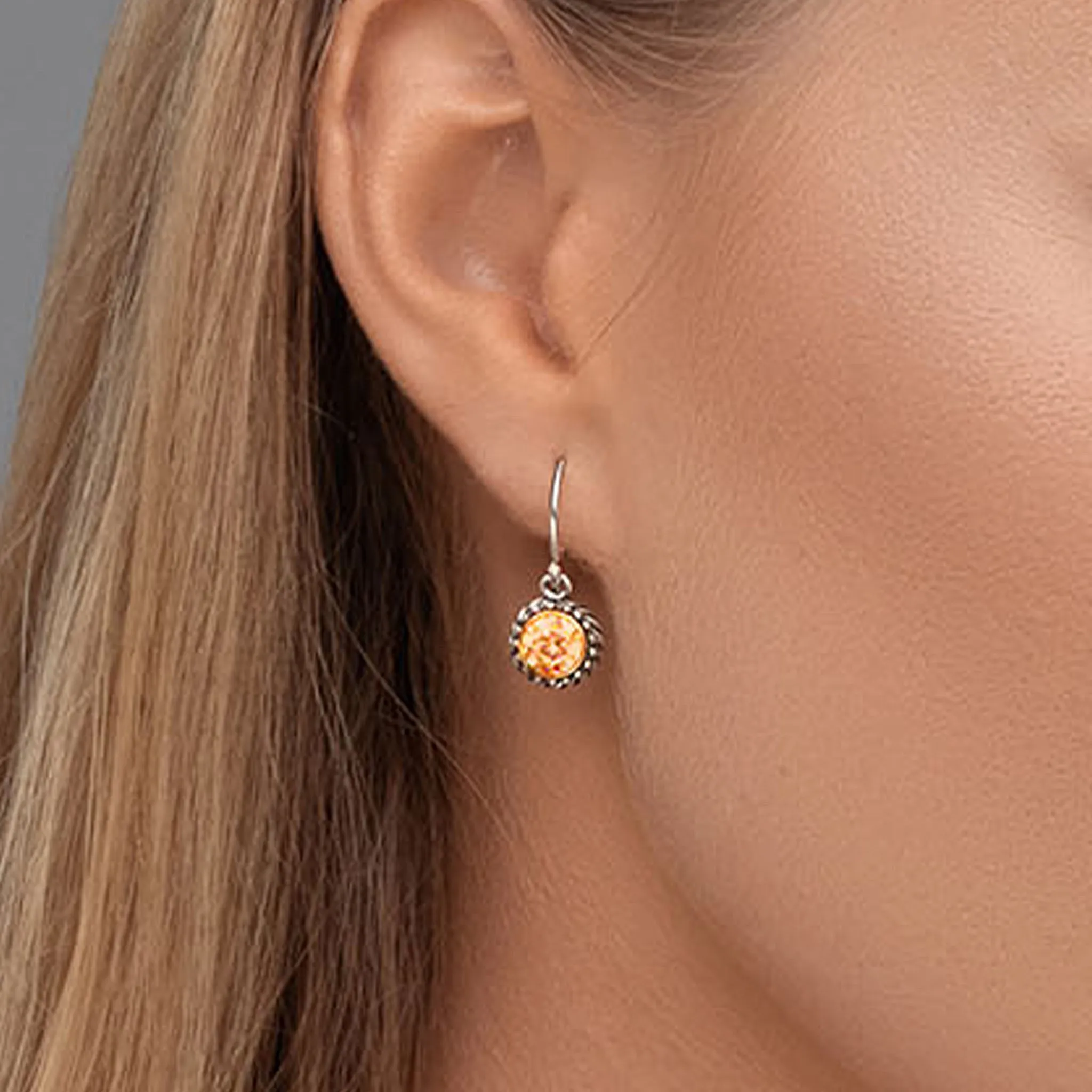 Sterling Silver Citrine CZ Rope Earrings